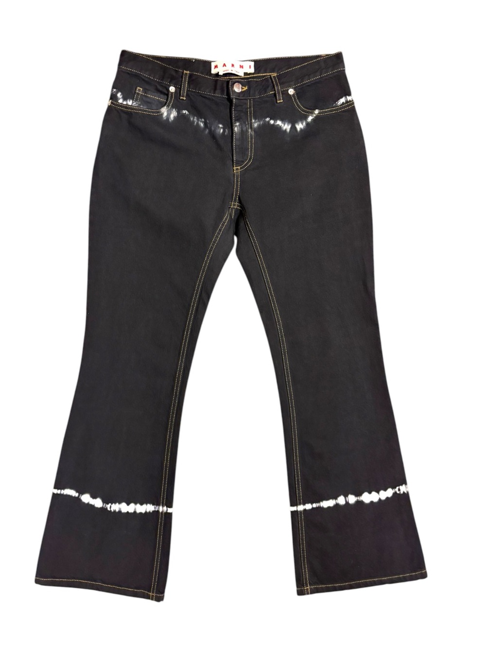 Marni Black Tie-Dye Garment-Dyed Bull Denim Flare Jeans IT 42 Italy - Picture 2 of 10